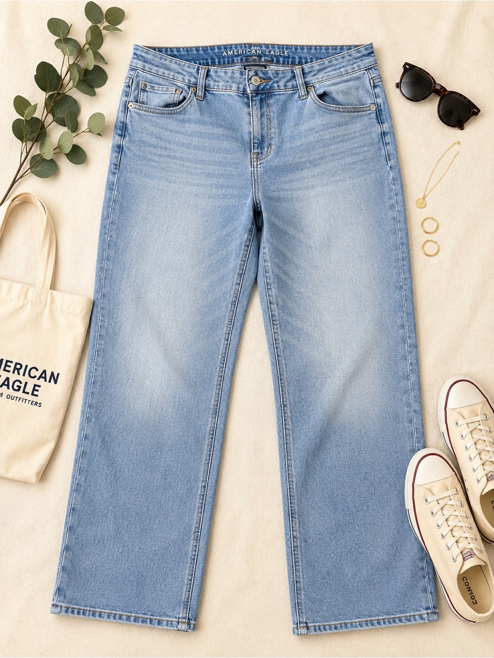 American Eagle Outfitters Light Blue Straight Leg Jeans